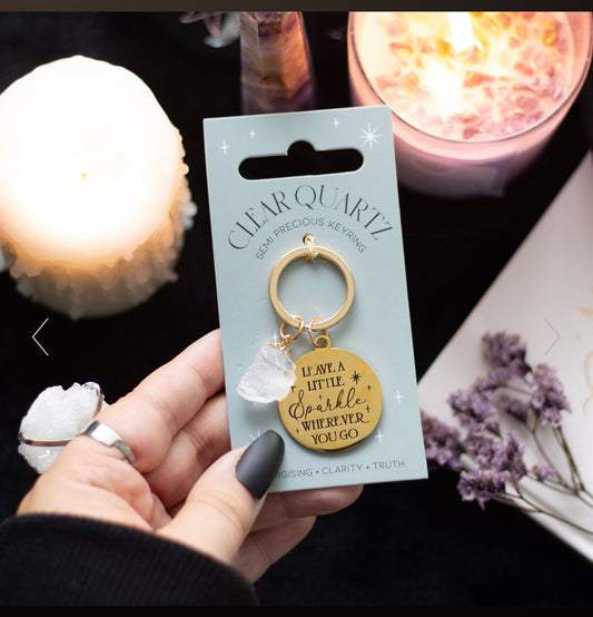 Leave a Little Sparkle Clear Quartz Crystal Keyring
