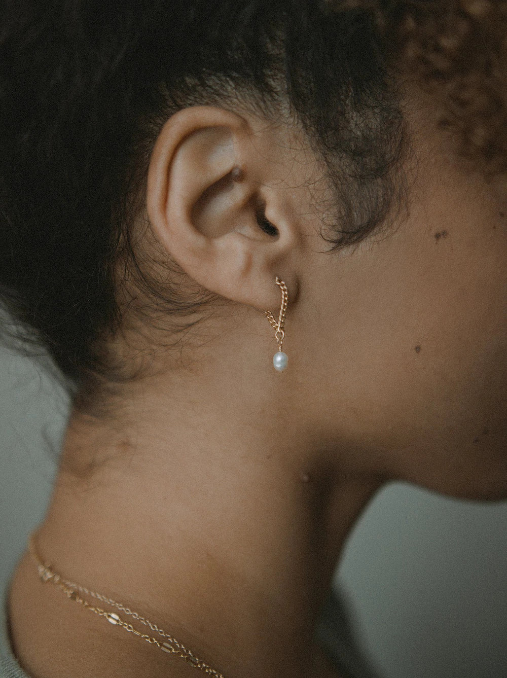Pearl Drop Chain Earring